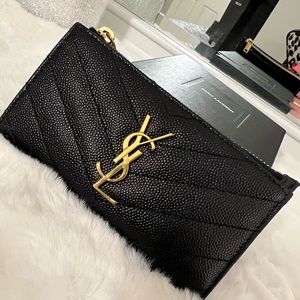 Saint Laurent YSL Cardholder with zipper pouch for cash/change
